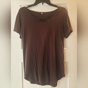 V-Neck Criss-cross Detail Top Size M